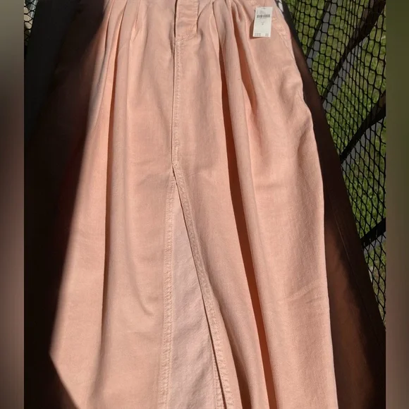 Pilcro Anthropologie Pleated Slouchy Trouser Pink Maxi Skirt Middle Slit Detail - Picture 8 of 17